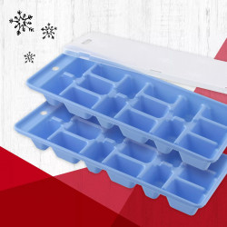 Fackelmann Ice Trays 49353, 2-pack, With Lid, 25x10 cm, Plastic, Blue