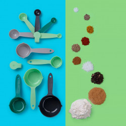 Tasty Go Green Measuring Spoons, 10-Piece Set 678098, 10 sizes, Plastic, Multicolor