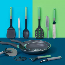 Tasty Go Green 678096 Serving Spoon with Scale, Soft Handle, 34 cm, Plastic, Green