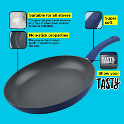 Tasty Everyday Frying Pan 678553, 32 cm, Induction, Aluminum, Non-stick coating, Blue