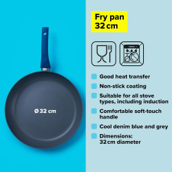 Tasty Everyday Frying Pan 678553, 32 cm, Induction, Aluminum, Non-stick coating, Blue