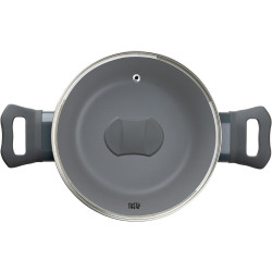 Tasty 678536 Saucepan with Glass Lid, 20 cm, 2.5 L, Induction, Aluminum, Non-stick Coating, Gray