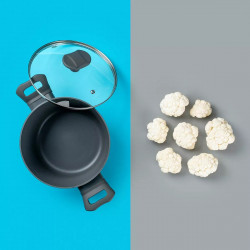 Tasty 678536 Saucepan with Glass Lid, 20 cm, 2.5 L, Induction, Aluminum, Non-stick Coating, Gray