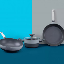 Tasty 678536 Saucepan with Glass Lid, 20 cm, 2.5 L, Induction, Aluminum, Non-stick Coating, Gray