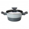 Tasty 678536 Saucepan with Glass Lid, 20 cm, 2.5 L, Induction, Aluminum, Non-stick Coating, Gray
