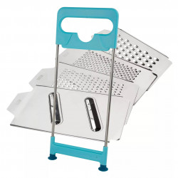 Tasty 678422 Multifunctional Grater, 27x11 cm, 4 Attachments, Stainless Steel, Blue