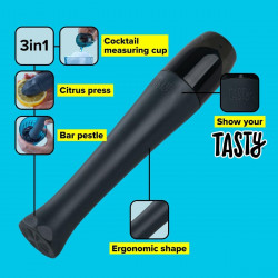 Tasty 3-in-1 Pestle Set 678417, 20.5 cm, 2 pieces, Measuring Cup, Black