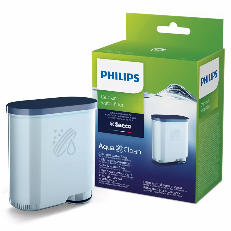 Filtru de apa Philips Saeco AquaClean CA6903/10, Pana la 625 de pahare, Prelungeste durata de viata a canii, Indeparteaza calcarul în mod natural, Alb/albastru