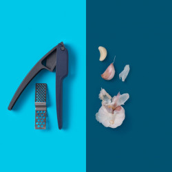 Tasty Ocean Blue Garlic Press 678430, 2 Sizes, Stainless Steel, Gray/Blue