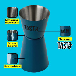 Tasty 678415 Double Cocktail Measuring Cup, 9 x 4.5 cm, 50 ml, Stainless Steel, Blue