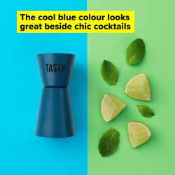 Tasty 678415 Double Cocktail Measuring Cup, 9 x 4.5 cm, 50 ml, Stainless Steel, Blue