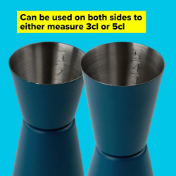 Tasty 678415 Double Cocktail Measuring Cup, 9 x 4.5 cm, 50 ml, Stainless Steel, Blue