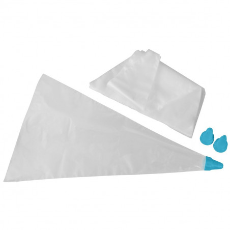 Set of 20 Tasty 678906 piping bags, Disposable, 3 nozzles, Plastic, Blue