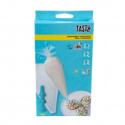 Set of 20 Tasty 678906 piping bags, Disposable, 3 nozzles, Plastic, Blue