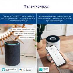 Пречиствател за въздух Levoit Core 400S, 83 м2, 24W, True HEPA, 4 скорости, Таймер, Wi-Fi, Нощен режим, Индикатор за смяна на филтър, Гласови команди, Бял