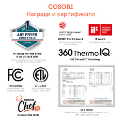 Фритюрник с горещ въздух Cosori Dual Blaze™ CAF-P583S, 6.4 л, Сив