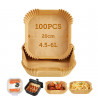 Paper liners for the Cosori CLR-R601-NEU hot air fryer, 100 sheets, 20 x 20 cm, heat-resistant up to 230°C, Brown