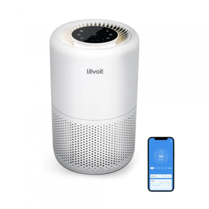 Levoit Core 200S Air Purifier, 35 m², 26 W, True HEPA H13, Removes 99.97% of pollutants, Voice commands, Timer, 3 speeds, White