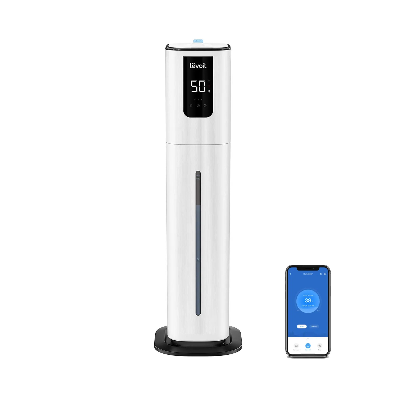 Ултразвуков смарт овлажнител за въздух Levoit Classic 300S, 47 м2, 26W, 6 Л, Smart, WiFi, Гласови команди, Автономия 60 ч, Бял/Сив