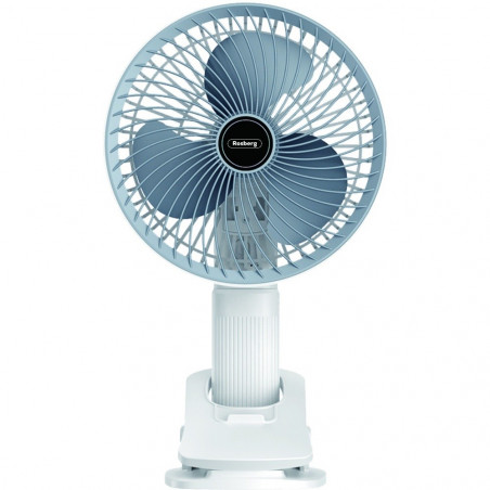 Rosberg R51760H USB Clip-On Fan, 4.5W, 3 speeds, Battery life up to 135 minutes, White/Blue