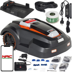 Robot de tuns iarba NAC RLM1500G2-NG, 1500M2, 28V, Li-Ion 4.0Ah, Negru/portocaliu