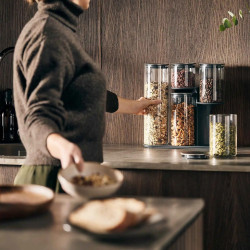 Joseph Joseph Podium 95035 Storage Jar Set with Stand, 5-Piece Set, Stainless Steel