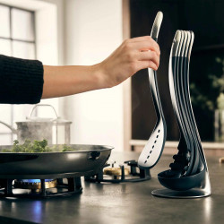 Joseph Joseph 95031 Nest 100 Cookware Set, 5-piece set + stand, Magnetic handles, Plastic, Gray