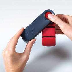 Joseph Joseph 10048 Knife Sharpener, Two-stage, Ceramic, Foldable, Gray/Red