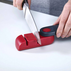 Joseph Joseph 10048 Knife Sharpener, Two-stage, Ceramic, Foldable, Gray/Red
