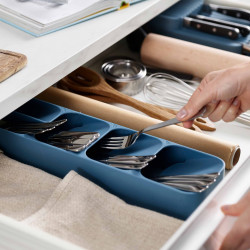 Joseph Joseph Cutlery Organizer 85181, 5 Compartments, BPA-Free, Plastic, Blue