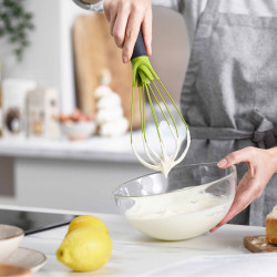 Joseph Joseph Twist 10539 Mixing Spoon, Heat-Resistant Silicone, 2-in-1, BPA-Free, Gray/Green