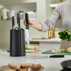 Joseph Joseph Elevate 10541 Knife Set, Japanese Steel, Rotating Stand, BPA-Free, Black/Green