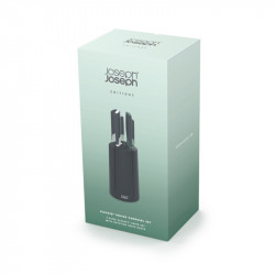 Set de cutite Joseph Joseph Elevate 10541, Otel japonez, Suport rotativ, Fara BPA, Negru/verde