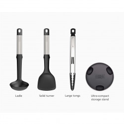 Joseph Joseph Elevate 10569 Cookware Set, 3-Piece, Stand, Black/Stainless Steel