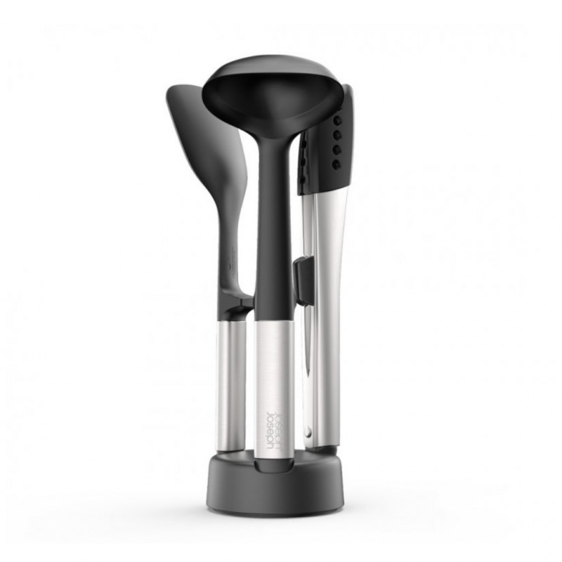 Joseph Joseph Elevate 10569 Cookware Set, 3-Piece, Stand, Black/Stainless Steel