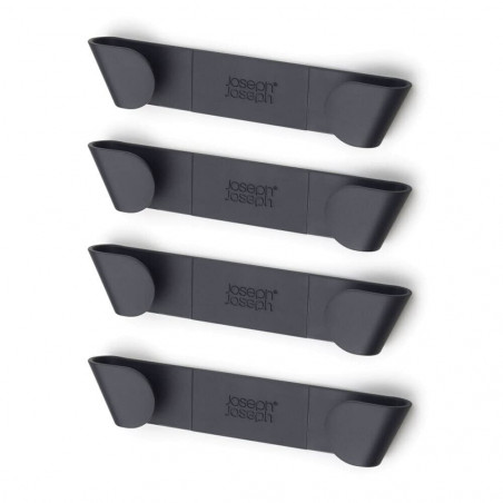 Set of 4 Joseph Joseph Lid Holders 85149, Easy adhesive installation, Plastic, Gray