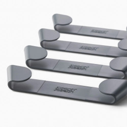 Set of 4 Joseph Joseph Lid Holders 85149, Easy adhesive installation, Plastic, Gray