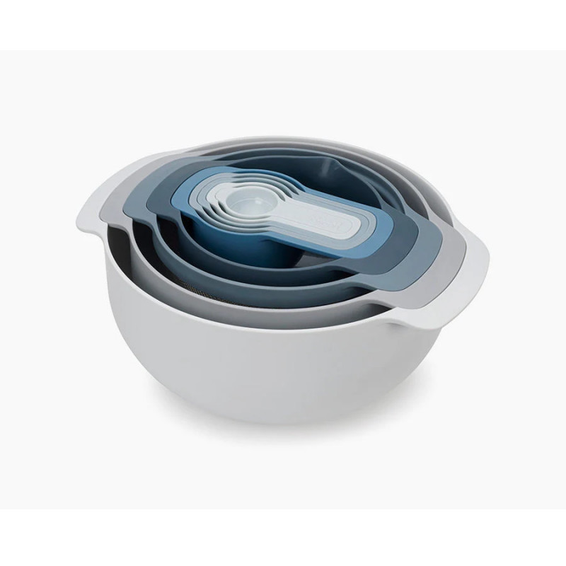 Joseph Joseph 40101 Bowl Set, 9 pieces, Space-saving design, BPA-free, Light blue