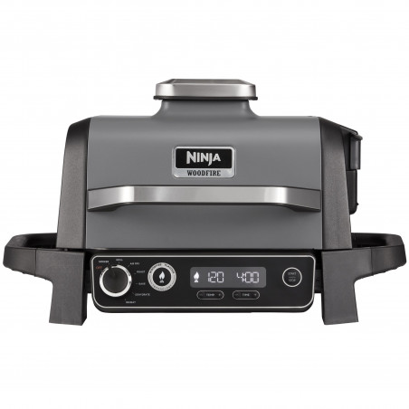 Ninja OG701EU Electric Smoker Grill, 2400W, Up to 260°C, Internal Amino Ceramic Coating, Woodfire, Gray