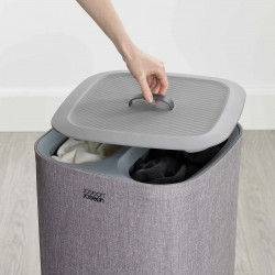 Joseph Joseph Laundry Basket 50001, 60 L, Carrying Handles, 2 Compartments, Gray