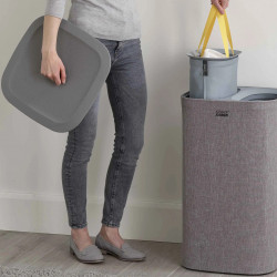 Joseph Joseph Laundry Basket 50001, 60 L, Carrying Handles, 2 Compartments, Gray