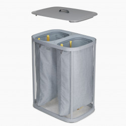 Joseph Joseph Tota Laundry Basket 50003, 90 L, Carrying Handles, 2 Compartments, Gray