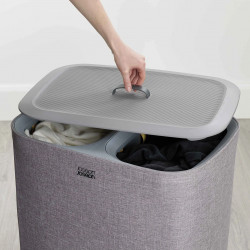 Joseph Joseph Tota Laundry Basket 50003, 90 L, Carrying Handles, 2 Compartments, Gray