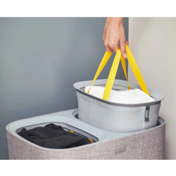 Joseph Joseph Tota Laundry Basket 50003, 90 L, Carrying Handles, 2 Compartments, Gray