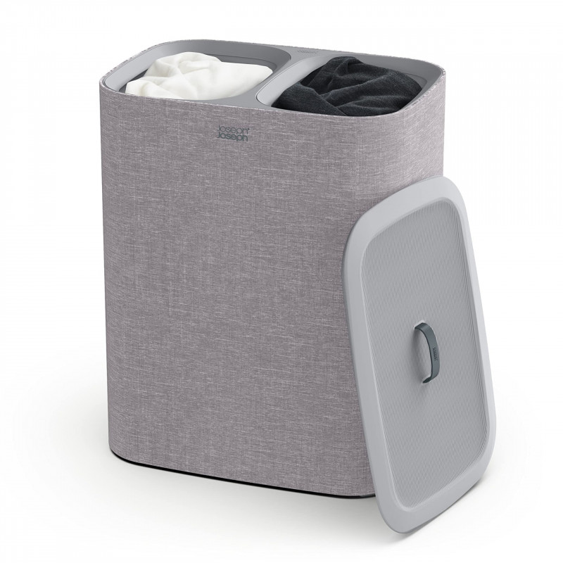 Joseph Joseph Tota Laundry Basket 50003, 90 L, Carrying Handles, 2 Compartments, Gray