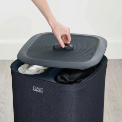 Joseph Joseph Laundry Basket 50002, 60 L, Carrying Handles, 2 Compartments, Black