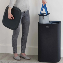 Joseph Joseph Laundry Basket 50002, 60 L, Carrying Handles, 2 Compartments, Black