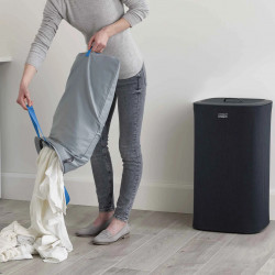 Joseph Joseph Laundry Basket 50002, 60 L, Carrying Handles, 2 Compartments, Black