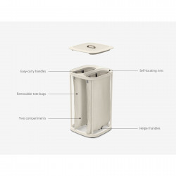 Joseph Joseph Laundry Basket 50002, 60 L, Carrying Handles, 2 Compartments, Black