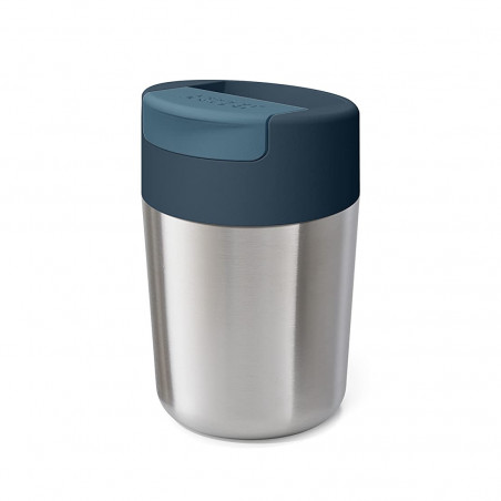 Joseph Joseph Sipp 81125 Insulated Cup, Leak-Proof Lid, 340 ml, BPA-Free, Stainless Steel, Stainless Steel/Blue